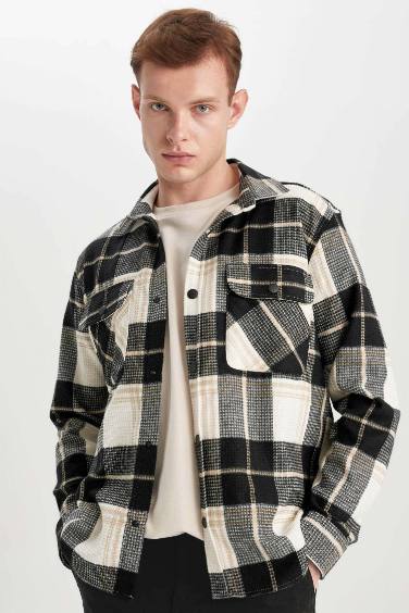 Relax Fit Checkered Cotton Long Sleeve Shirt