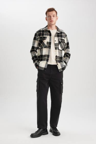 Relax Fit Checkered Cotton Long Sleeve Shirt