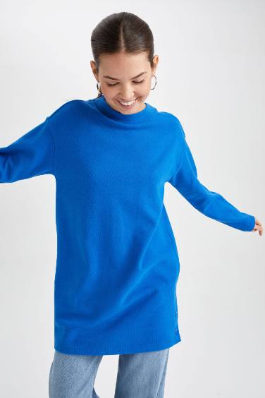 Regular Fit Thessaloniki Fabric Crew Neck Long Sleeve Tunic