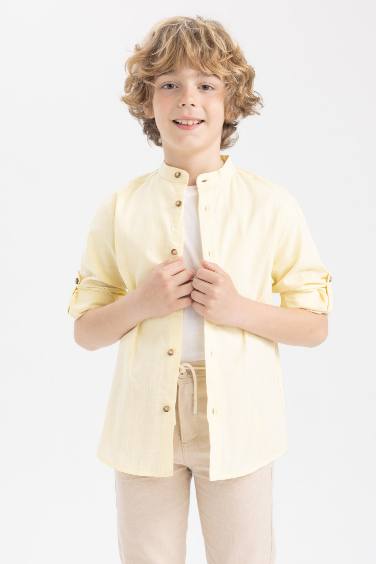 Сорочка з довгим рукавом з льону для хлопчиків