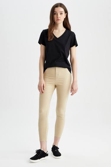 Super Skinny Fit High Waist Ankle Length Gabardine Trousers