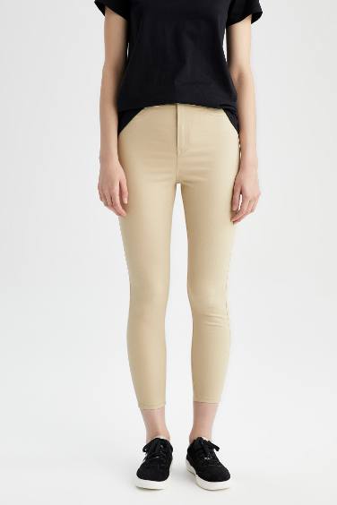 Super Skinny Fit High Waist Ankle Length Gabardine Trousers