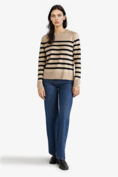Regular Fit Crew Neck Striped Pullover