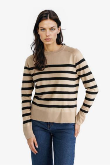 Regular Fit Crew Neck Striped Pullover