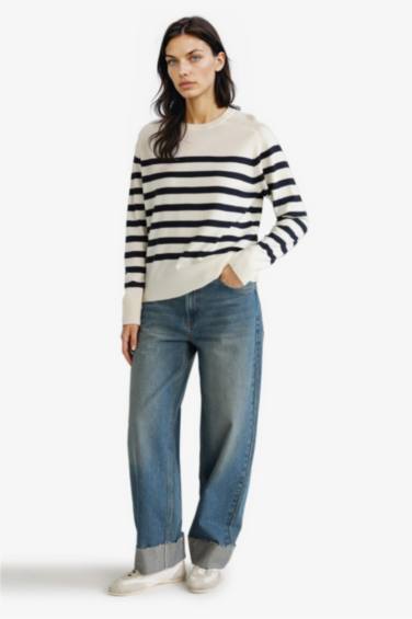 Regular Fit Crew Neck Striped Pullover