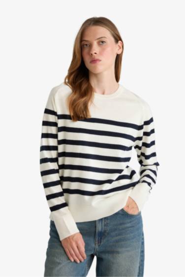 Regular Fit Crew Neck Striped Pullover