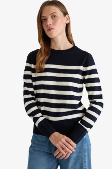 Regular Fit Crew Neck Striped Pullover