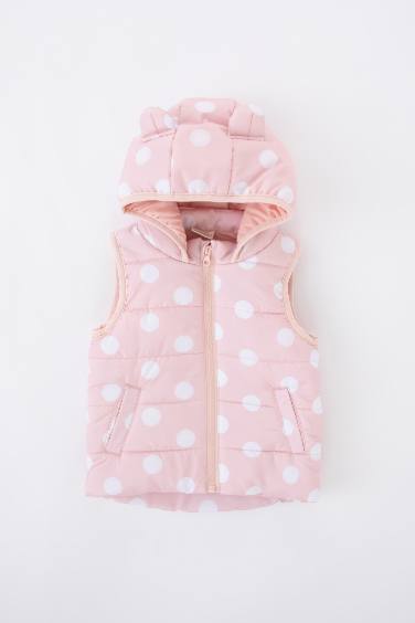 Baby Girls Water Repellent Polka Dot Hooded Vest