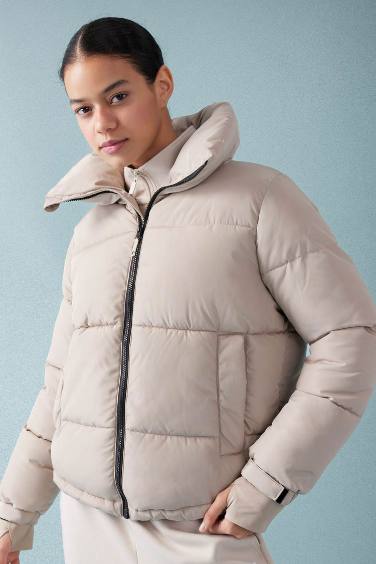 DeFactoFit Waterproof Stand Collar Zippered Puffer Jacket