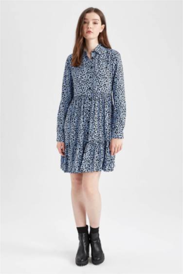 Платье мини с длинным рукавом