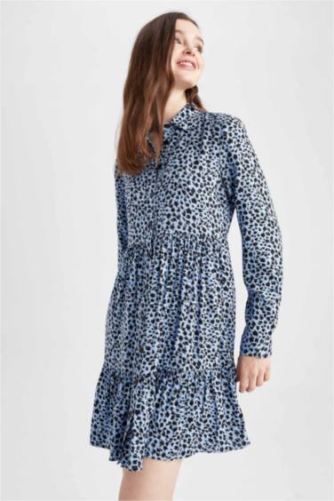 Платье мини с длинным рукавом