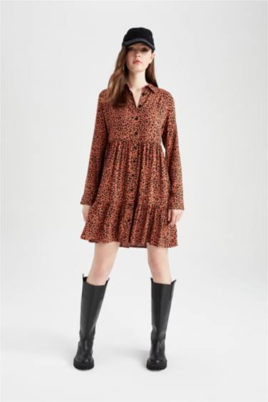 Платье мини с длинным рукавом