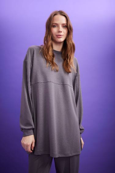 Relax Fit Crew Neck Sweatshirt Tunic