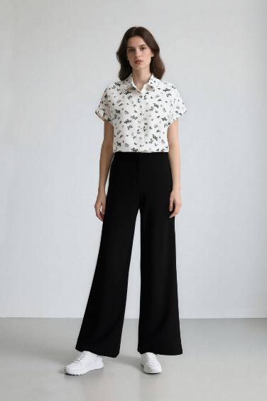 قميص نص كم فيسكوز قصة عادية