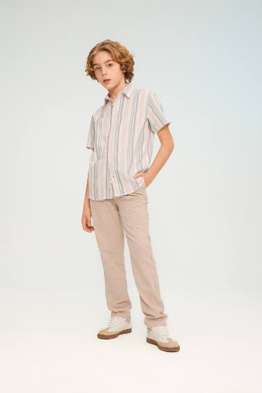 Boy Regular Fit Standard Leg Linen Look Trousers