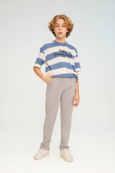 Boy Regular Fit Standard Leg Linen Look Trousers