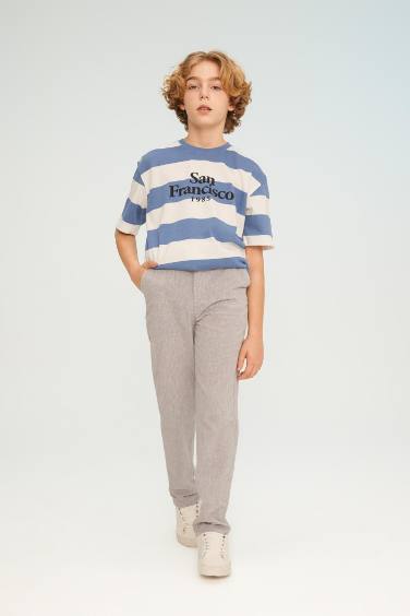Boy Regular Fit Standard Leg Linen Look Trousers