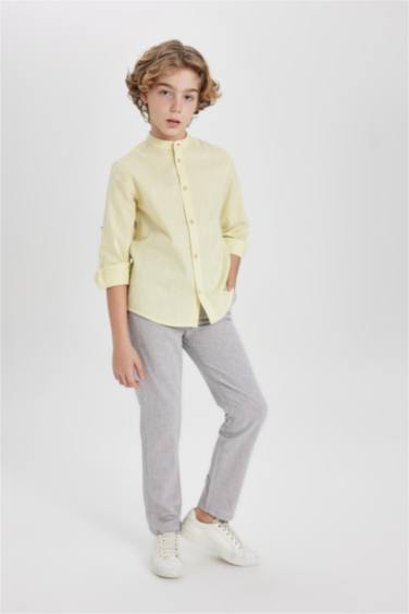 Boy Regular Fit Standard Leg Linen Look Trousers