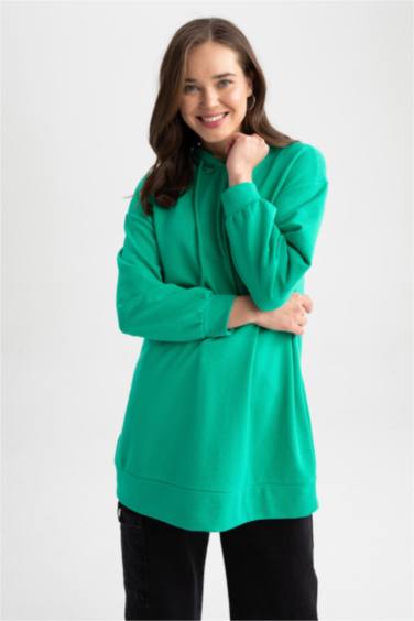 سويت شيرت تونيك قصة مريحة وغطاء للرأس