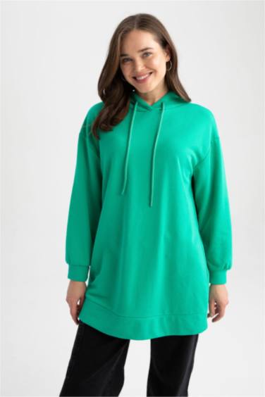 سويت شيرت تونيك قصة مريحة وغطاء للرأس