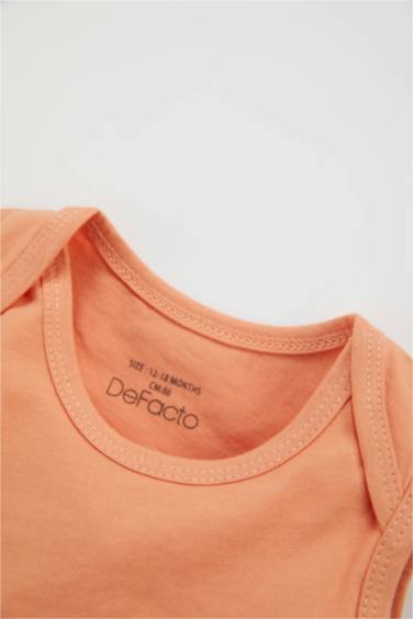 Baby Boy Animal Patterned Combed Cotton 2 Piece Short Sleeved Snap Fastener Body