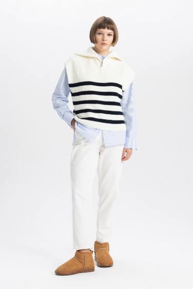 Брюки папербаг из бархата