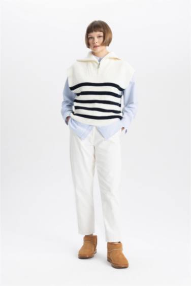 Брюки папербаг из бархата