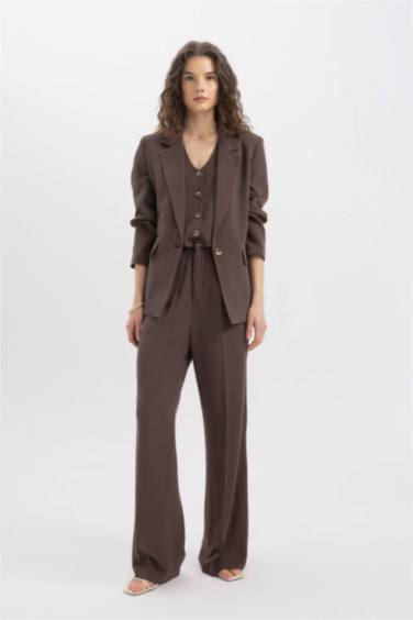 Oversize Fit Linen Blend Blazer Jacket