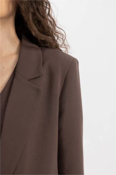 Oversize Fit Linen Blend Blazer Jacket