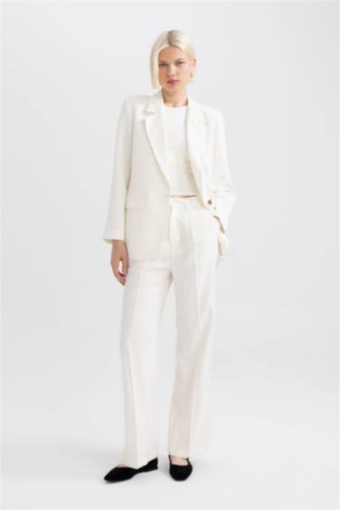 Oversize Fit Linen Blend Blazer Jacket