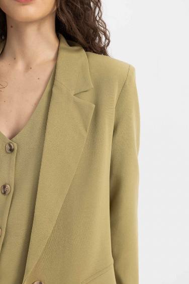 Oversize Fit Linen Blend Blazer Jacket