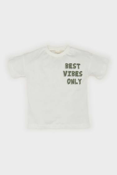 Baby Boy Slogan Printed Short Sleeve 2 Piece Set