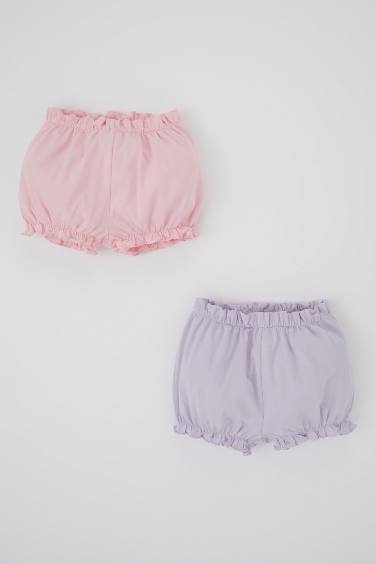 Baby Girl Combed Cotton 2-Pack Shorts
