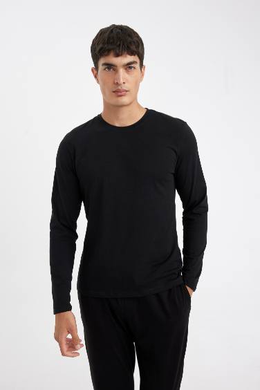 Slim Fit Crew Neck Long Sleeve Pajama Top