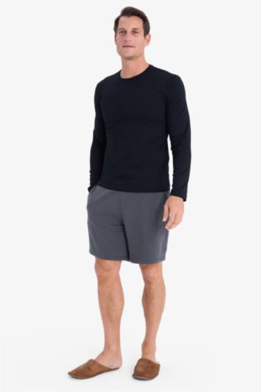 Slim Fit Dar Kesim Bisiklet Yaka Uzun Kollu Üst