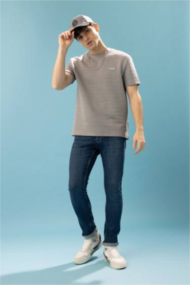 дөңгелек жаға сырмалы Қысқа жеңді футболка