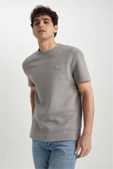 дөңгелек жаға сырмалы Қысқа жеңді футболка