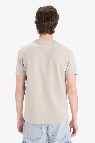 Regular Fit Crew Neck Printed Cotton Heavy Fabric T-Shirt