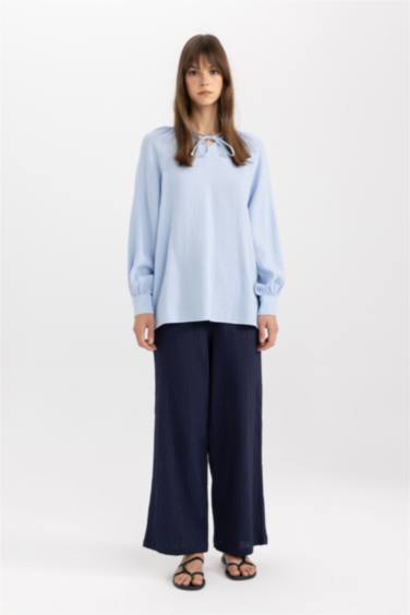 سروال موسلين واسع برجل واسع