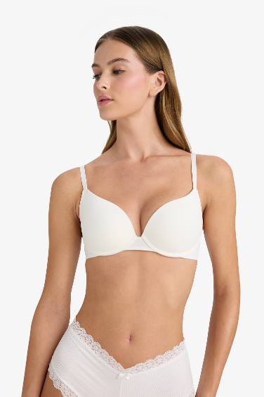 Push Up Micro Kaplı Yarım Dolgulu Balenli Tişört Bra Fall in Love