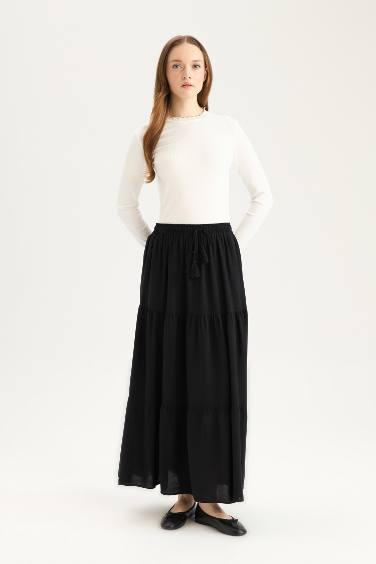 Wire Waist Viscose Maxi Skirt