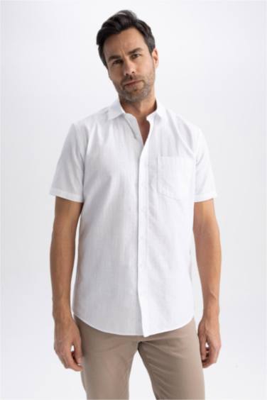 Regular Fit Textured Short Sleeve Cotton Shirt