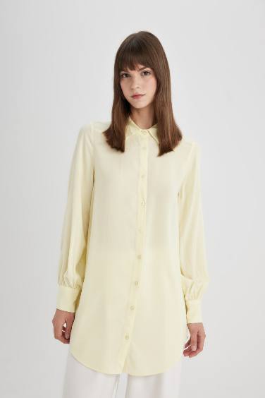 Regular Fit Shirt Collar Long Sleeve Tunic