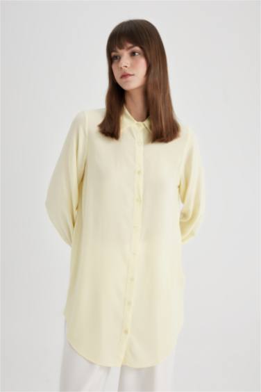 Regular Fit Shirt Collar Long Sleeve Tunic