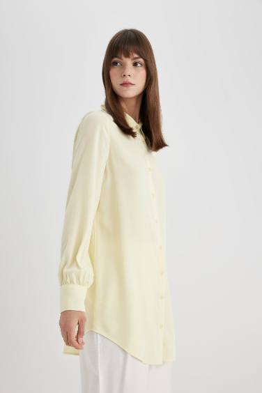 Regular Fit Shirt Collar Long Sleeve Tunic