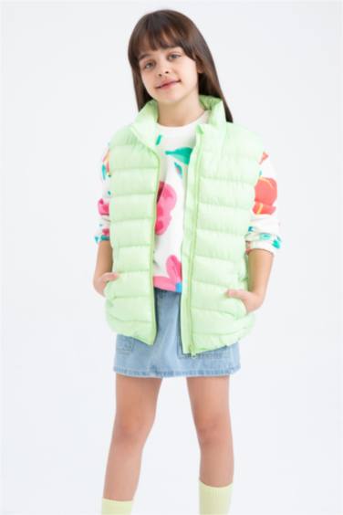 Girls Stand Up Collar Inflatable Vest