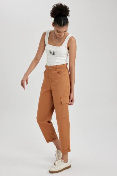 Paperbag Cargo Gabardine Cotton Trousers
