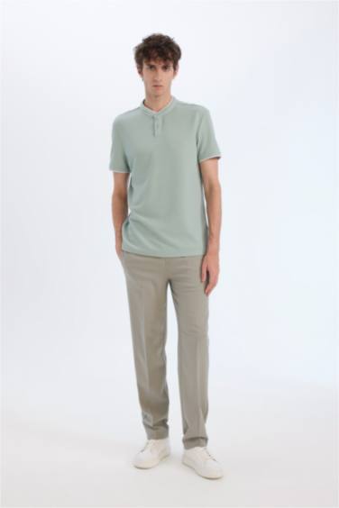 Modern Fit Standing Collar Short Sleeve Polo T-Shirt