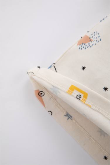 Baby Boy Crew Neck Patterned Rib Organic Cotton 2-Pajama Set