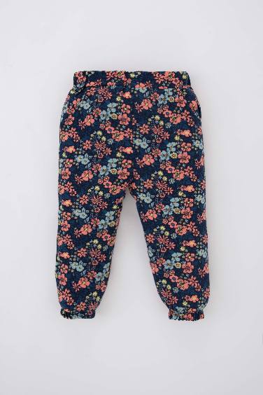 Pantalon À Fleurs Coupe Classique Avec Poches